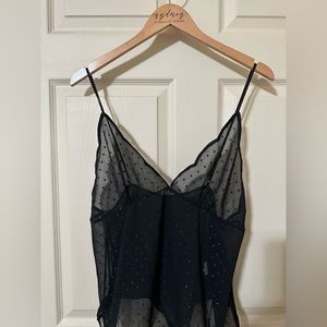 Zara See Through Glitter Camisole , Scalloped Cami Top *NWT*